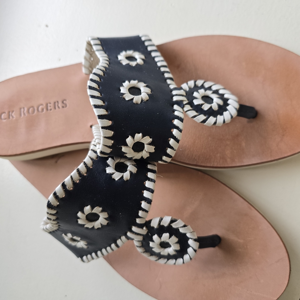 Jack Rogers Navy and White Sandals